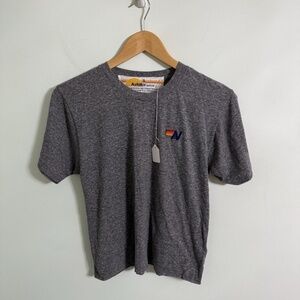 NWT Aviator Nation Logo Boyfriend Cropped Tee T-Shirt Grey Womens Small